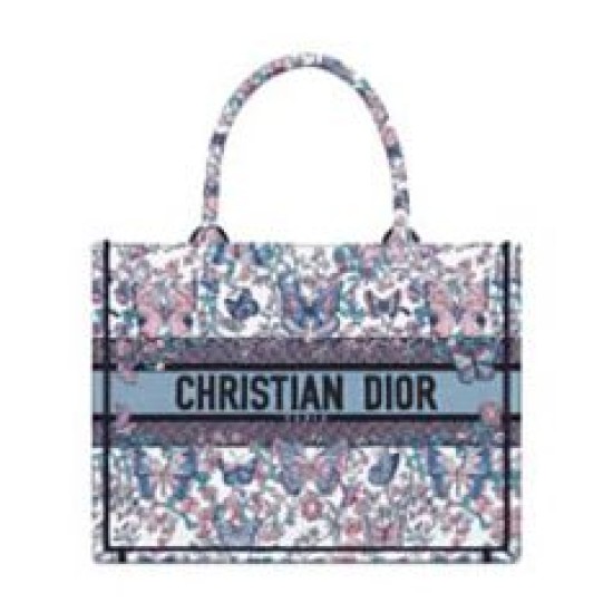 Replica Borsa Dior Book Tote Media Dior M1286 ricamata con Pietro Ruffo Bianco Imitazioni Falso