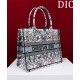 Replica Borsa Dior Book Tote Media Dior M1286 ricamata con Pietro Ruffo Bianco Imitazioni Falso