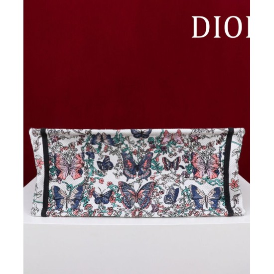 Replica Borsa Dior Book Tote Media Dior M1286 ricamata con Pietro Ruffo Bianco Imitazioni Falso