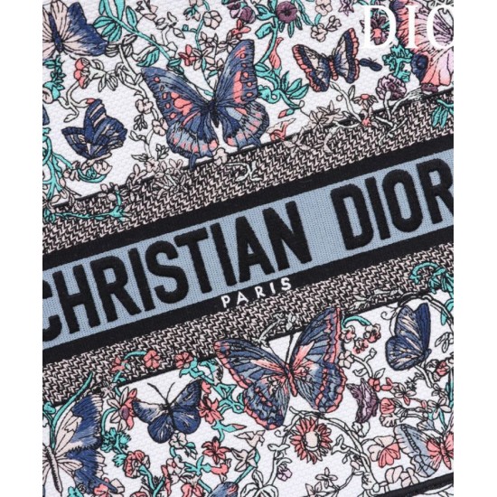 Replica Borsa Dior Book Tote Media Dior M1286 ricamata con Pietro Ruffo Bianco Imitazioni Falso