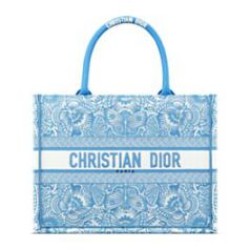 Replica Borsa Dior Book Tote media Dior M1286 ricamata con il motivo celeste D-Butterfly Paisley blu/bianco Imitazioni Falso