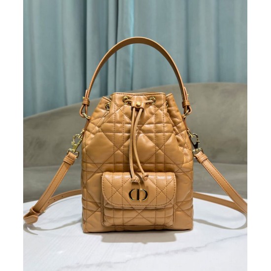 Replica Borsa a secchiello Dior Caro piccola Dior M3372 Caffè Imitazioni Falso