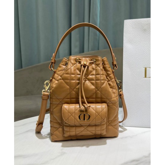 Replica Borsa a secchiello Dior Caro piccola Dior M3372 Caffè Imitazioni Falso
