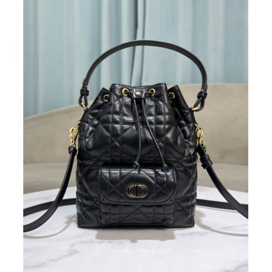 Replica Borsa a secchiello Dior Caro piccola Dior M3372 Nero Imitazioni Falso