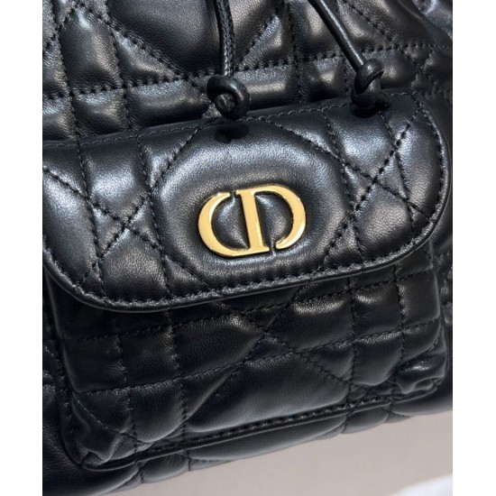Replica Borsa a secchiello Dior Caro piccola Dior M3372 Nero Imitazioni Falso