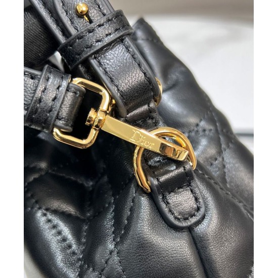 Replica Borsa a secchiello Dior Caro piccola Dior M3372 Nero Imitazioni Falso