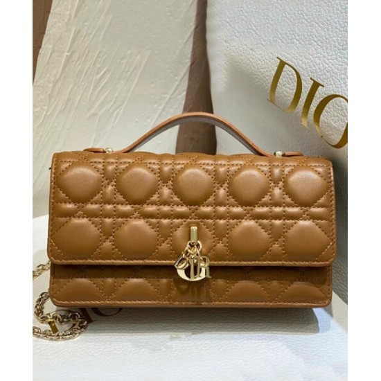 Replica Borsa Dior My Dior con Maniglia 21 cm Caffè Imitazioni Falso