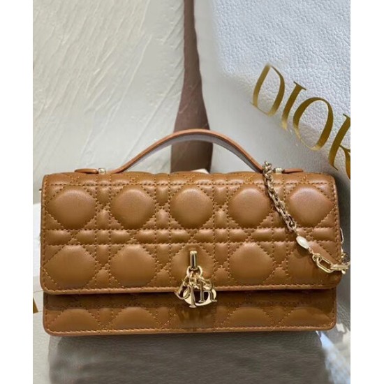 Replica Borsa Dior My Dior con Maniglia 21 cm Caffè Imitazioni Falso