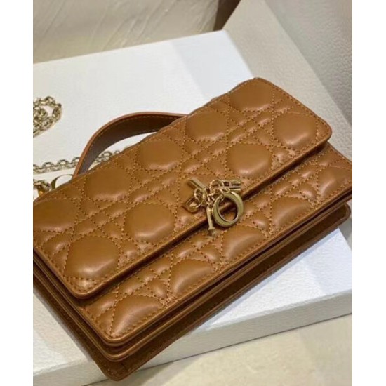 Replica Borsa Dior My Dior con Maniglia 21 cm Caffè Imitazioni Falso