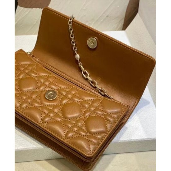 Replica Borsa Dior My Dior con Maniglia 21 cm Caffè Imitazioni Falso
