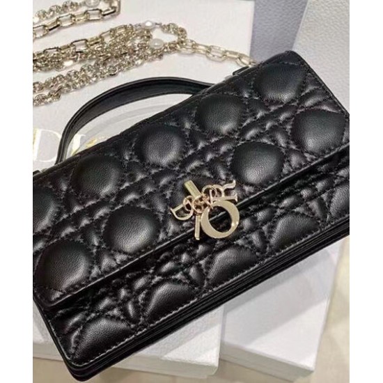 Replica Borsa Dior My Dior con Maniglia 21 cm Nera Imitazioni Falso