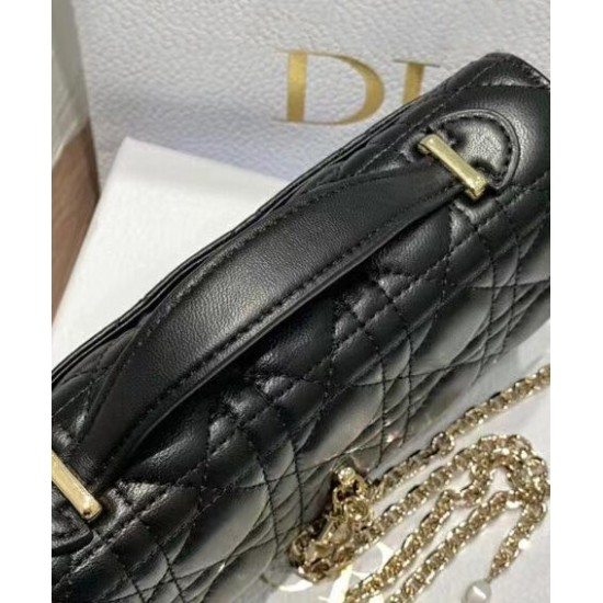 Replica Borsa Dior My Dior con Maniglia 21 cm Nera Imitazioni Falso