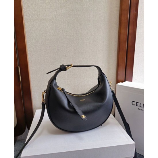 Borsa Hobo Celine Teen Celine Lulu replica Celine in pelle di vitello granata 120723 Nero/Crema Imitazione