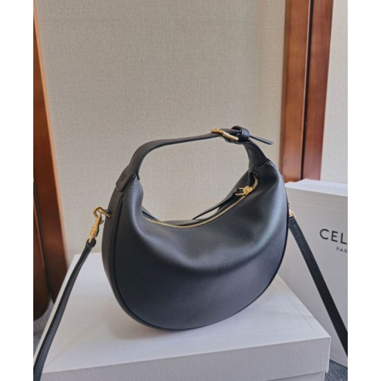 Borsa Hobo Celine Teen Celine Lulu replica Celine in pelle di vitello granata 120723 Nero/Crema Imitazione