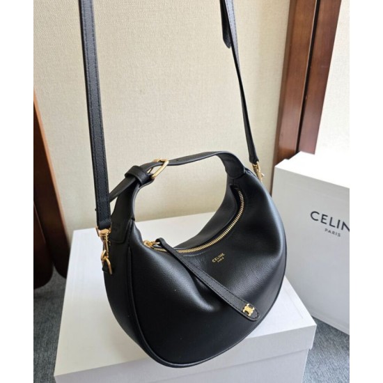 Borsa Hobo Celine Teen Celine Lulu replica Celine in pelle di vitello granata 120723 Nero/Crema Imitazione