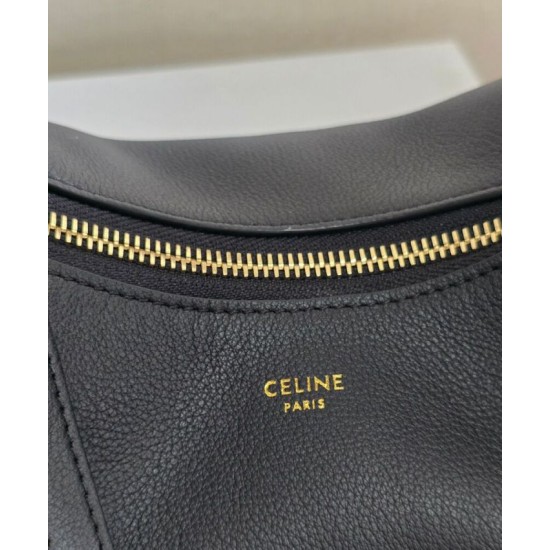Borsa Hobo Celine Teen Celine Lulu replica Celine in pelle di vitello granata 120723 Nero/Crema Imitazione