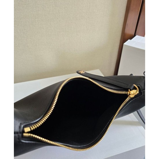 Borsa Hobo Celine Teen Celine Lulu replica Celine in pelle di vitello granata 120723 Nero/Crema Imitazione