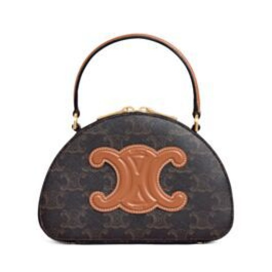 Borsa Half Moon Box con stampa logo Celine replica Celine 10K642 Caffè Imitazione