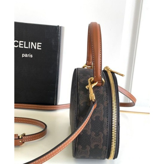 Borsa Half Moon Box con stampa logo Celine replica Celine 10K642 Caffè Imitazione