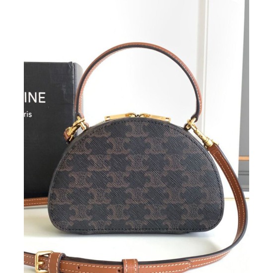 Borsa Half Moon Box con stampa logo Celine replica Celine 10K642 Caffè Imitazione