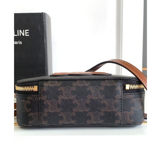 Borsa Half Moon Box con stampa logo Celine replica Celine 10K642 Caffè Imitazione
