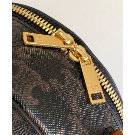 Borsa Half Moon Box con stampa logo Celine replica Celine 10K642 Caffè Imitazione