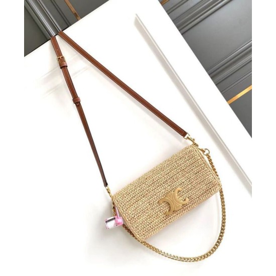Borsa Celine Multipochette Rafia replica Celine 10M432 Caffè Imitazione