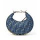 Mini-borsa hobo Fendi FF Jacquard effetto denim replica Fendigraphy 8BS081 Blu