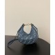Mini-borsa hobo Fendi FF Jacquard effetto denim replica Fendigraphy 8BS081 Blu