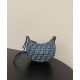 Mini-borsa hobo Fendi FF Jacquard effetto denim replica Fendigraphy 8BS081 Blu