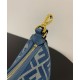 Mini-borsa hobo Fendi FF Jacquard effetto denim replica Fendigraphy 8BS081 Blu
