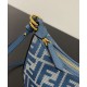Mini-borsa hobo Fendi FF Jacquard effetto denim replica Fendigraphy 8BS081 Blu