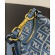 Mini-borsa hobo Fendi FF Jacquard effetto denim replica Fendigraphy 8BS081 Blu