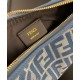 Mini-borsa hobo Fendi FF Jacquard effetto denim replica Fendigraphy 8BS081 Blu