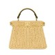 Replica Borsa Fendi Peekaboo Sabbia in Pelle e Fibre Intrecciate 8BN335 Albicocca Imitazioni Falso
