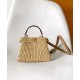 Replica Borsa Fendi Peekaboo Sabbia in Pelle e Fibre Intrecciate 8BN335 Albicocca Imitazioni Falso