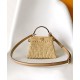 Replica Borsa Fendi Peekaboo Sabbia in Pelle e Fibre Intrecciate 8BN335 Albicocca Imitazioni Falso