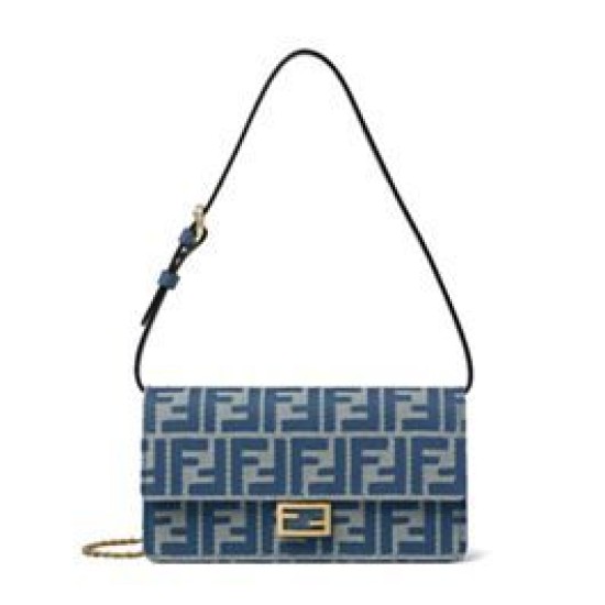 Portafoglio Baguette Fendi con catena replica Fendi 8M0498 Blu Imitazione 