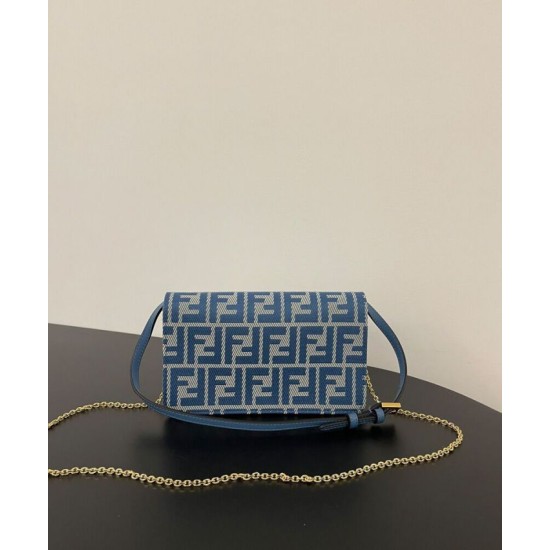 Portafoglio Baguette Fendi con catena replica Fendi 8M0498 Blu Imitazione 