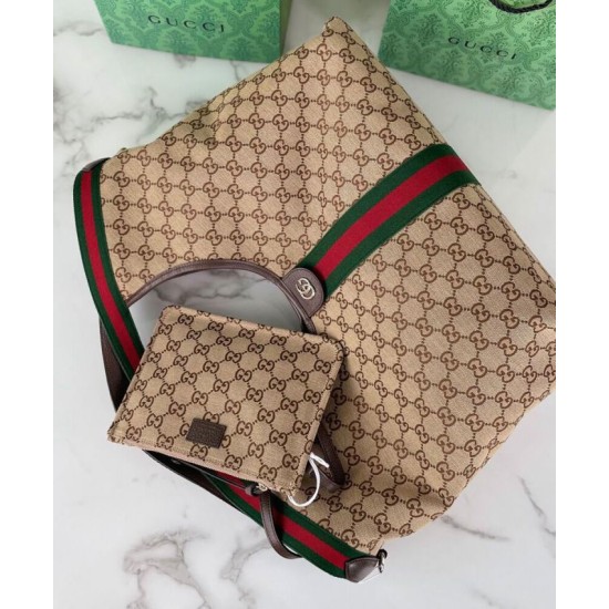 Borsa tote Gucci Giglio grande replica 853971 caffè/blu Imitazione