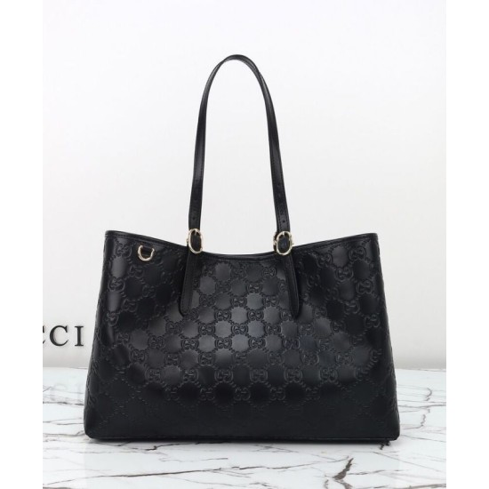 Replica Borsa tote grande Gucci GG Emblem imitazione 815213 Nero Imitazioni Falso