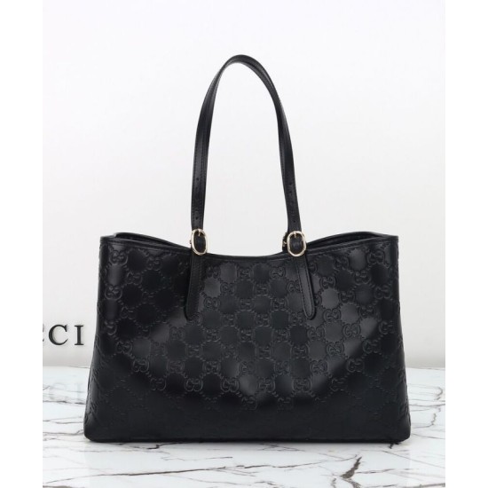 Replica Borsa tote grande Gucci GG Emblem imitazione 815213 Nero Imitazioni Falso