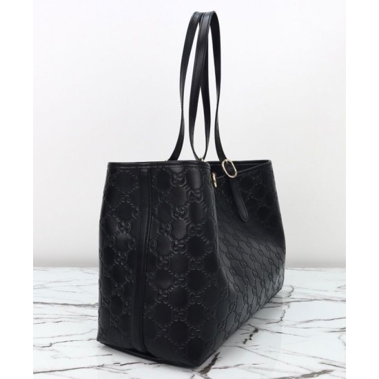 Replica Borsa tote grande Gucci GG Emblem imitazione 815213 Nero Imitazioni Falso