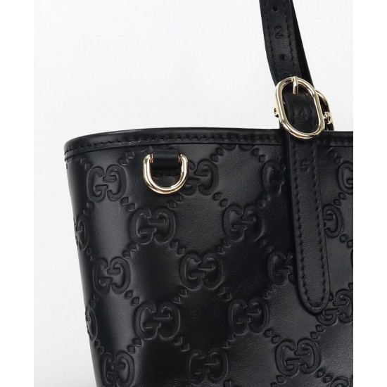 Replica Borsa tote grande Gucci GG Emblem imitazione 815213 Nero Imitazioni Falso