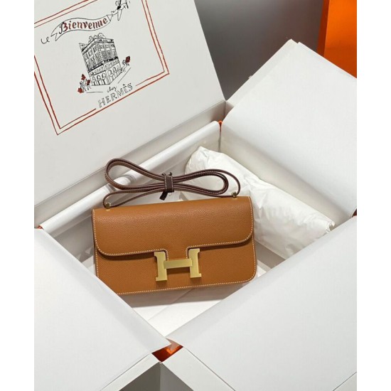 Borsa Hermès Constance Elan Long Clutch Etoupe Epsom Replica Hermès Marrone/Grigio Imitazione
