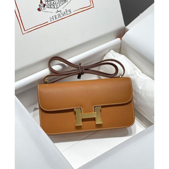 Borsa Hermès Constance Elan Long Clutch Etoupe Epsom Replica Hermès Marrone/Grigio Imitazione