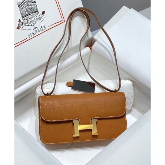 Borsa Hermès Constance Elan Long Clutch Etoupe Epsom Replica Hermès Marrone/Grigio Imitazione