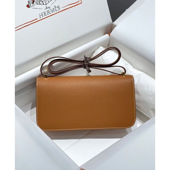 Borsa Hermès Constance Elan Long Clutch Etoupe Epsom Replica Hermès Marrone/Grigio Imitazione