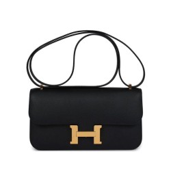 Replica Borsa Hermès Constance Elan Long Clutch Etoupe Epsom Nera Imitazioni Falso