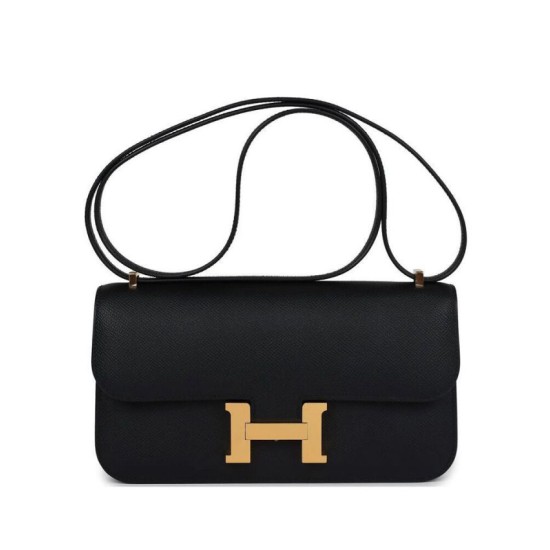 Replica Borsa Hermès Constance Elan Long Clutch Etoupe Epsom Nera Imitazioni Falso